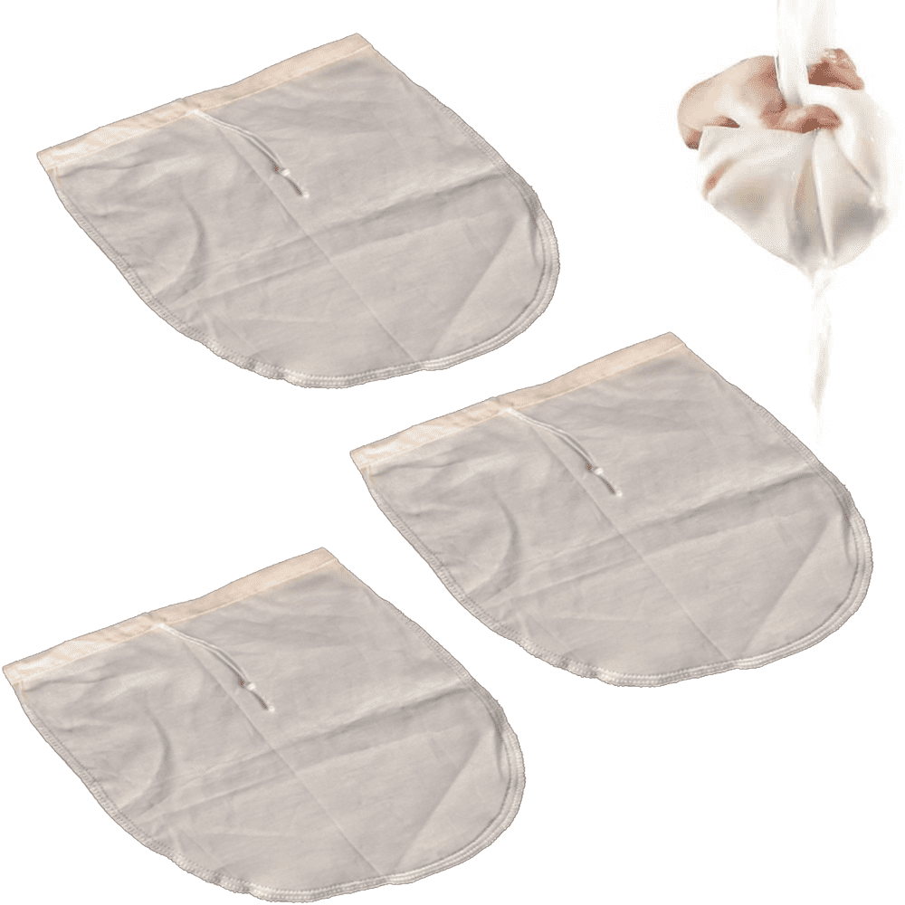 3 Pcs 12"x12" Nut Milk Bag, Natural Unbleached Cotton 12x12