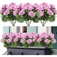 thumbnail image 1 of 3 Pcs 14'' Artificial Geranium Silk Flower Outdoor UV Resistant Garden Plants Bush Faux Flowers for Home Wedding Kitchen Table Centerpieces Decor(Purple Pink), 1 of 7