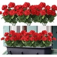thumbnail image 1 of 3 Pcs 14'' Artificial Geranium Silk Flower Outdoor UV Resistant Garden Plants Bush Faux Flowers for Home Wedding Kitchen Table Centerpieces Decor (Red), 1 of 7