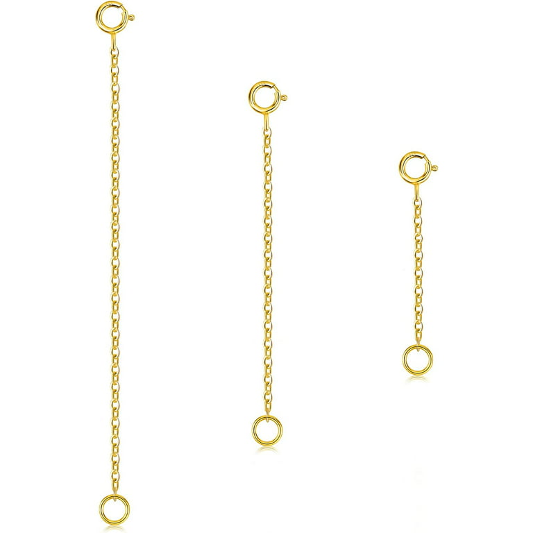 Gold Necklace Extenders 14k Gold Plated Extender Chain 925 Sterling Silver  Extension Bracelet Extender Gold Chain Extenders for Necklaces 3 Pcs (1 2 3