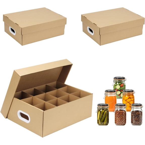 3 Pcs 16 oz Cardboard Mason Jar Storage Box 15.4 x 11.2 x 5.7 Inch