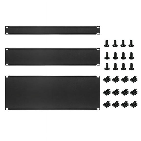3 Pcs 1U 2U 4U Blank Panel Metal Rack Mount, Filler Panel Mount Spacer Rack Panel Kit for Enclosure Server Rack Cabinet