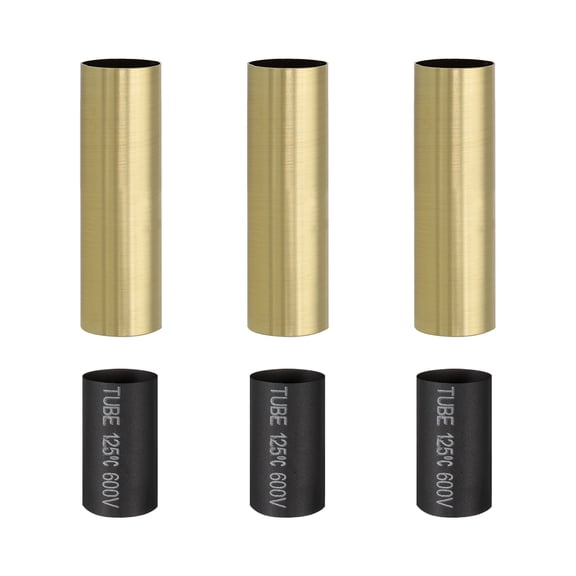 3 Pcs 2.99" Tall Candle Covers Sleeves, 3 Pcs Metal E12 Chandelier Socket Sleeves with Insulation Heat Shrinkable Flame Retardant Tube Bulb Light Base Holder for Lamps, Bronze