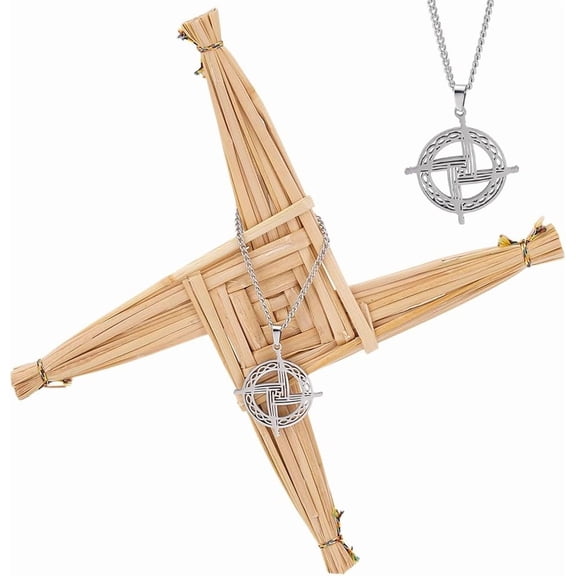 3 Pcs 2 Styles St. Brigid's Crosses Stainless Steel Irish Traditional Saint Brigid Pendant Necklaces Ireland Hanging Wall Crosses