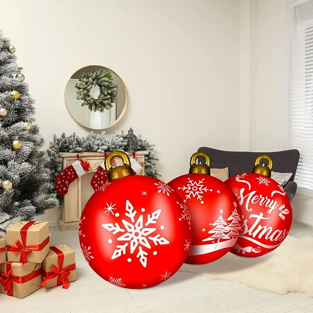 3 Pcs 24 Inch Giant Inflatable Christmas Ball PVC Inflatable Decorated
