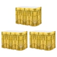 thumbnail image 1 of Uxcell 3Pcs 29x108" Gold Metallic Foil Fringe Tinsel Table Skirts, 1 of 7