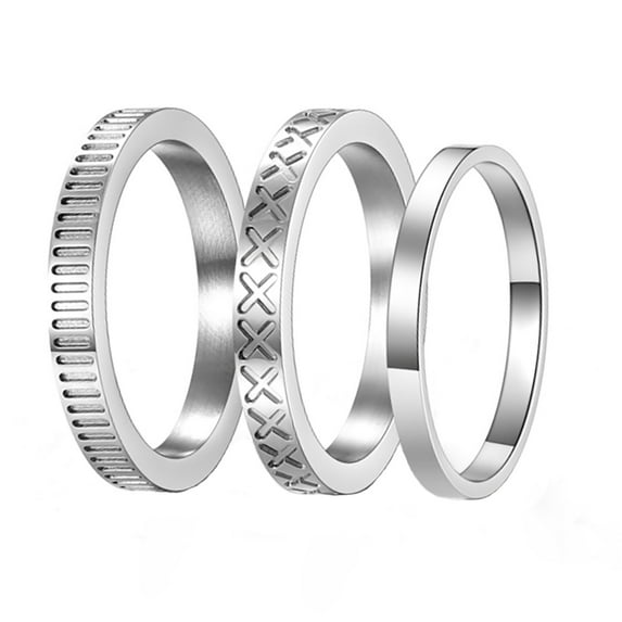 3 Pcs 2MM 3MM Stainless Steel Rings for Men Women Silver Wedding Ring Simple Band A Set Size 7-11