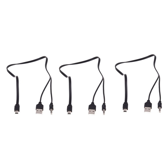 3 Pcs 3.5mm Aux USB2.0 Male Mini 5 Pin USB Portable Speaker Audio Cable