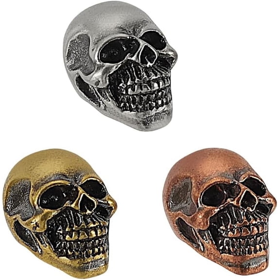 3 Pcs 3 Colors Brass Knife Lanyard Bead 0.47x0.47x0.59 inch Hole 5mm Hand Casted Copper Charm DIY EDC Knife Beads