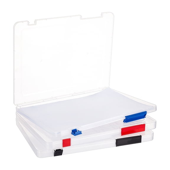 3 Pcs 3 Colors Portable Transparent Plastic A4 File Box Office Supplies Holder Document Paper Protector Magazine Organizers Box Case