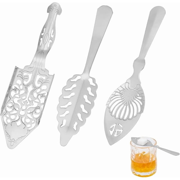 3 Pcs 3 Sizes Stainless Steel Absinthe Spoons Vintage Hollowed Fountain Dripper Spoon Glass Drinking Filter Spoon DIY