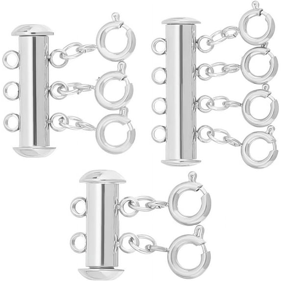 3 Pcs 3 Styles 304 Stainless Steel Slide Lock Clasps with Loops Multi Strands Tube Clasps Layering Connectors Clasp Jewellery Extender Hole 1.5mm Material 304 Stainless Steel