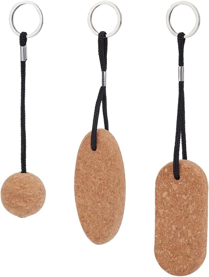 3 Pcs 3 Styles Floating Cork Keychains Round/Oval/Rectangle Floating ...