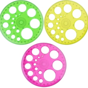 3 Pcs 360 Degree Circular Protractor, 4.52" Plastic Circle Template, Multi Hole Round Drawing Template, Clear Circle Measuring Ruler, Geometric Drafting Tool, Angle Measuring Template, Random Colors