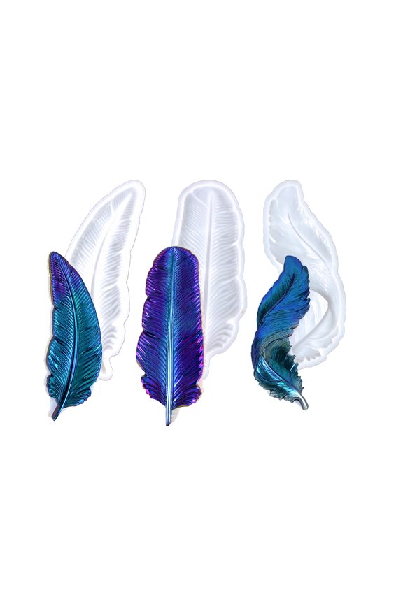 3 Pcs 3D Feathered Shape Silicone Feathered Handmade Epoxy Resin Craft Supplies Keychains Decoration