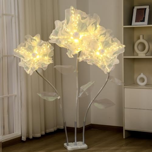 3 Pcs 4.9ft Large LED Flowers Light with Stand Base Giant 3D Artificial Silk Light up Flower Decoration for Outdoor Indoor Holiday Craft Wedding Reception Birthday Baby Shower Party Decor