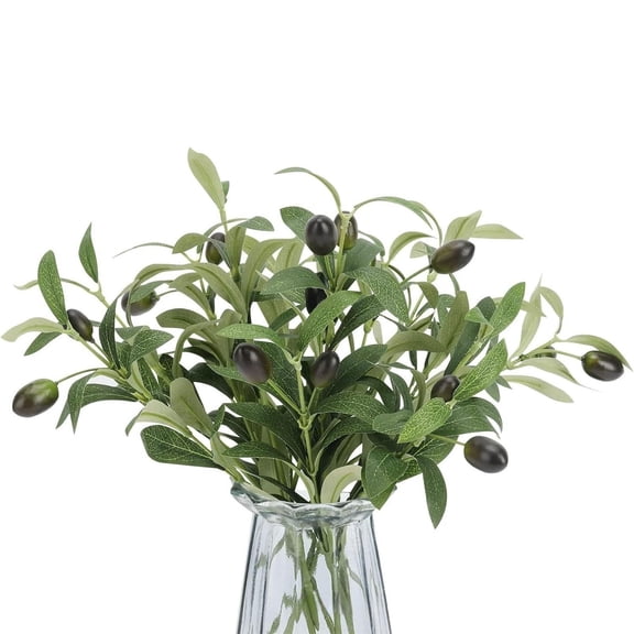 3 Pcs 4 Forks Faux Olive Leaves Stems, Artificial Plants Olive Tree Branches, Artificial Plants Greenery Stems Olive Leaves for Home Office Wedding Party