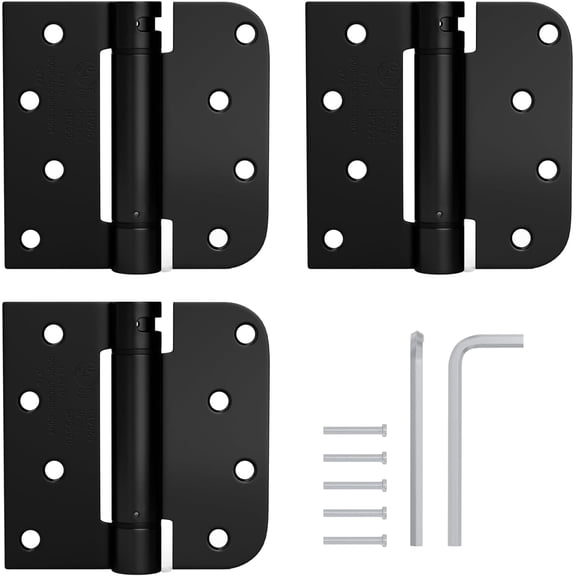 3 Pcs 4 Inch Matte Black Self Closing Spring Door Hinges Square Radius Corner Home Daily Professional Adjustable Tension