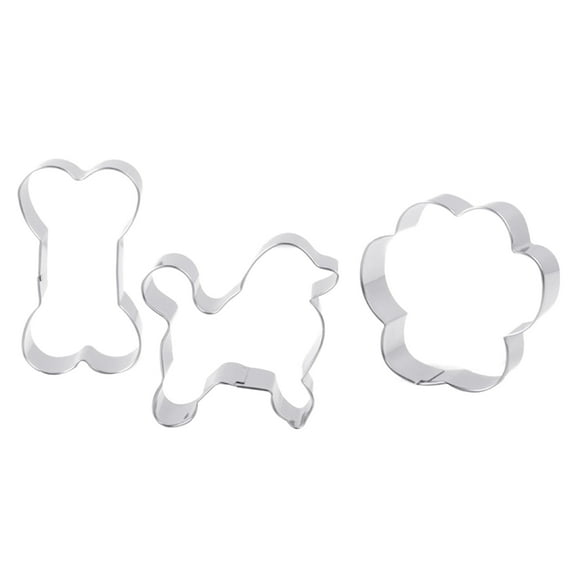 3 Pcs 430 Stainless Steel Cake Mold Pet Dog Biscuits Shaped Cookie Cutter Mold DIY Chocolate Mould Cupcake Dessert Baking Mold (