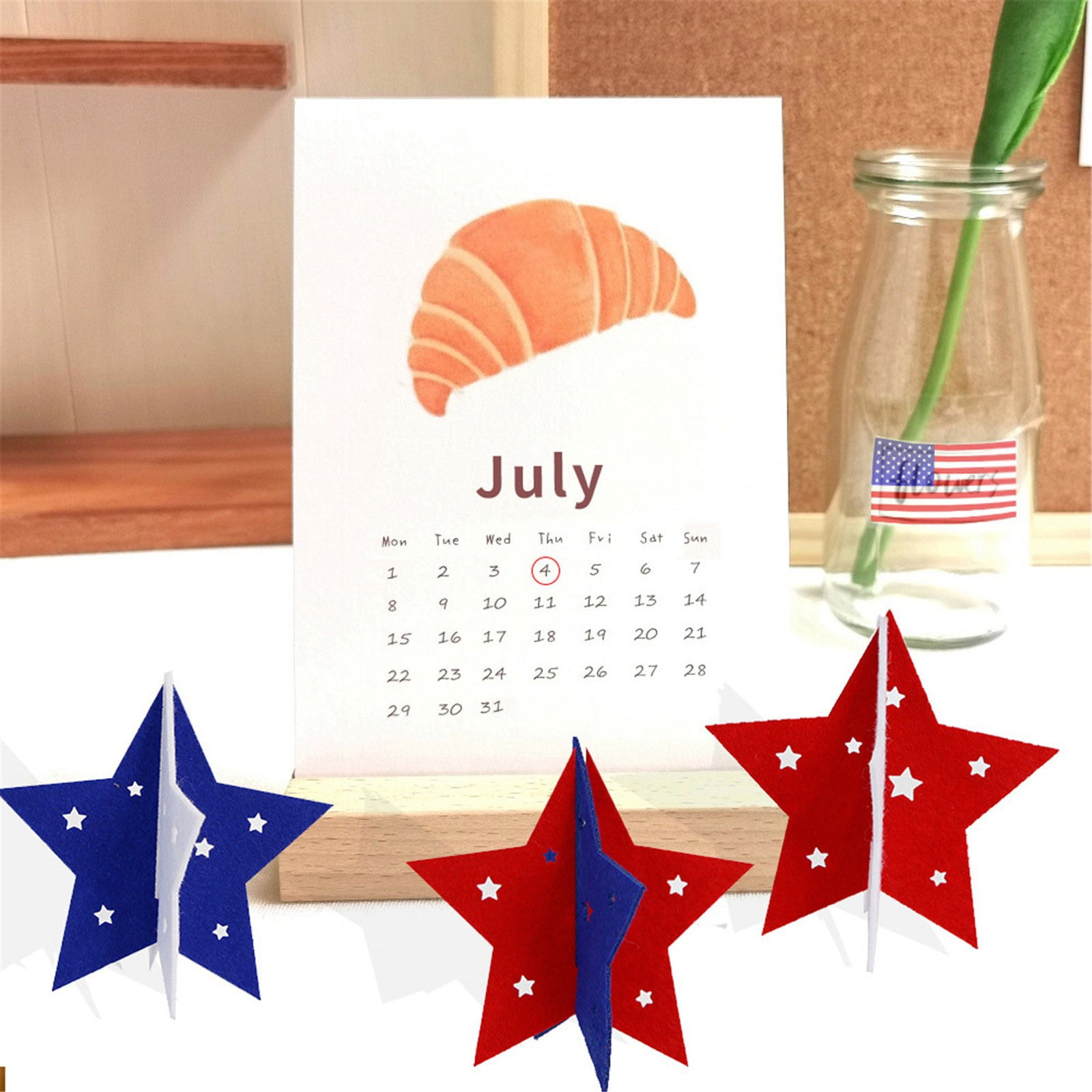 7 Pcs 4th Of July Wooden Sign Decor - Patriotic Tiered Tray Decorations For Independence Day - View #4