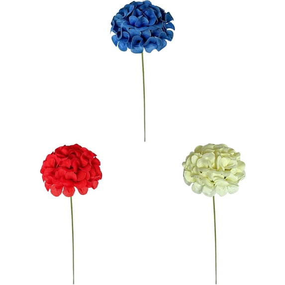3 Pcs 4th of July Artificial Hydrangea Flowers, Red White Blue Decorations, Memorial Day Patriotic Flowers for Anniversary Vase, Porch, Patio, Yard, Table, 4th of July Decorations, Red White Blue