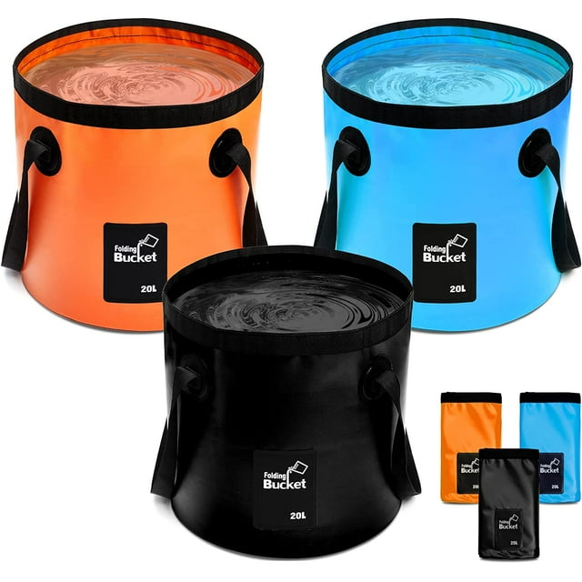 3 Pcs 5 Gallon Bucket Collapsible Foldable Bucket with Handle for