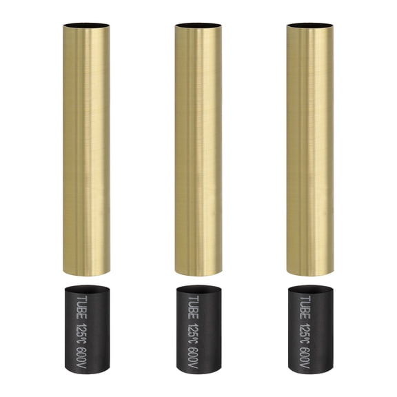 3 Pcs 5" Tall Candle Covers Sleeves, 3 Pcs Metal E12 Chandelier Socket Sleeves with Insulation Heat Shrinkable Flame Retardant Tube Bulb Light Base Holder for Lamps, Bronze