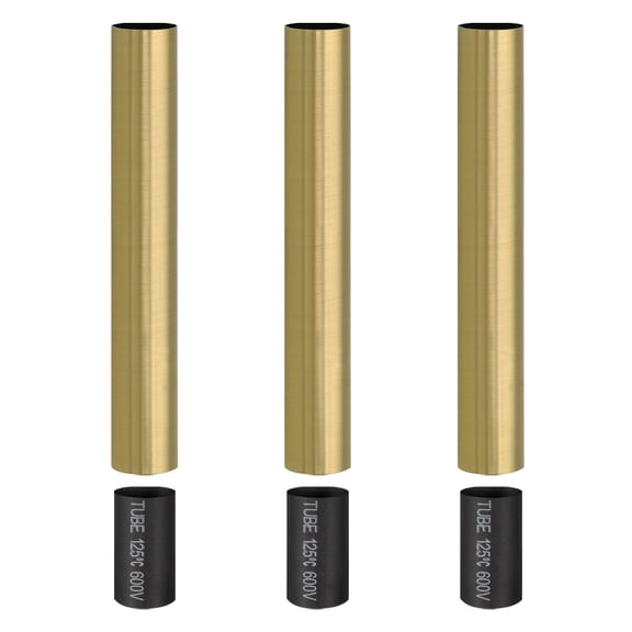 3 Pcs 6.02" Tall Candle Covers Sleeves, 3 Pcs Metal E12 Chandelier Socket Sleeves with Insulation Heat Shrinkable Flame Retardant Bulb Light Base Holder for Lamps, Imitation Copper