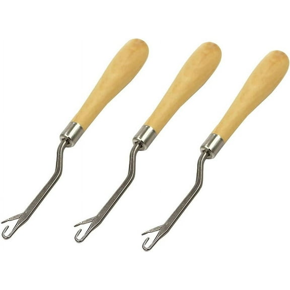 3 Pcs 6.3 Inch Wooden Bent Latch Hook Tool Crochet Hook Needle Hook Set for Rug Making Braid Hair