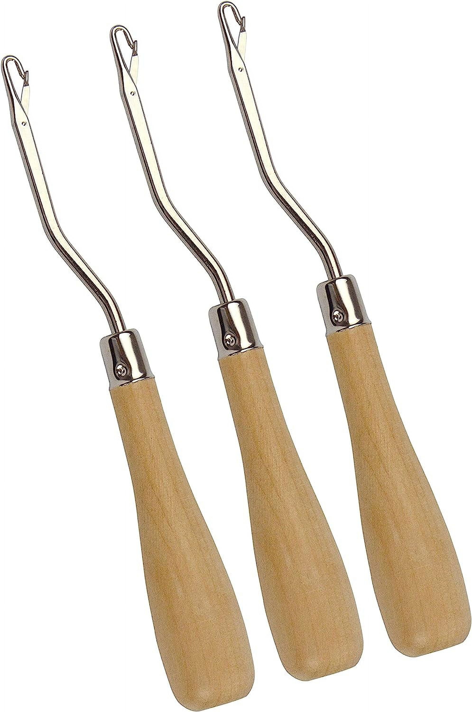 3 Pcs 6.5 Inch Wooden Bent Latch Hook Supplies Tool for Rug Making and Other Crafts