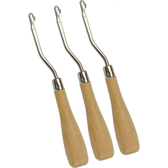 3 Pcs 6.5 Inch Wooden Bent Latch Hook Tools Knitting Rug Hook for Rug Making and Art Crafts