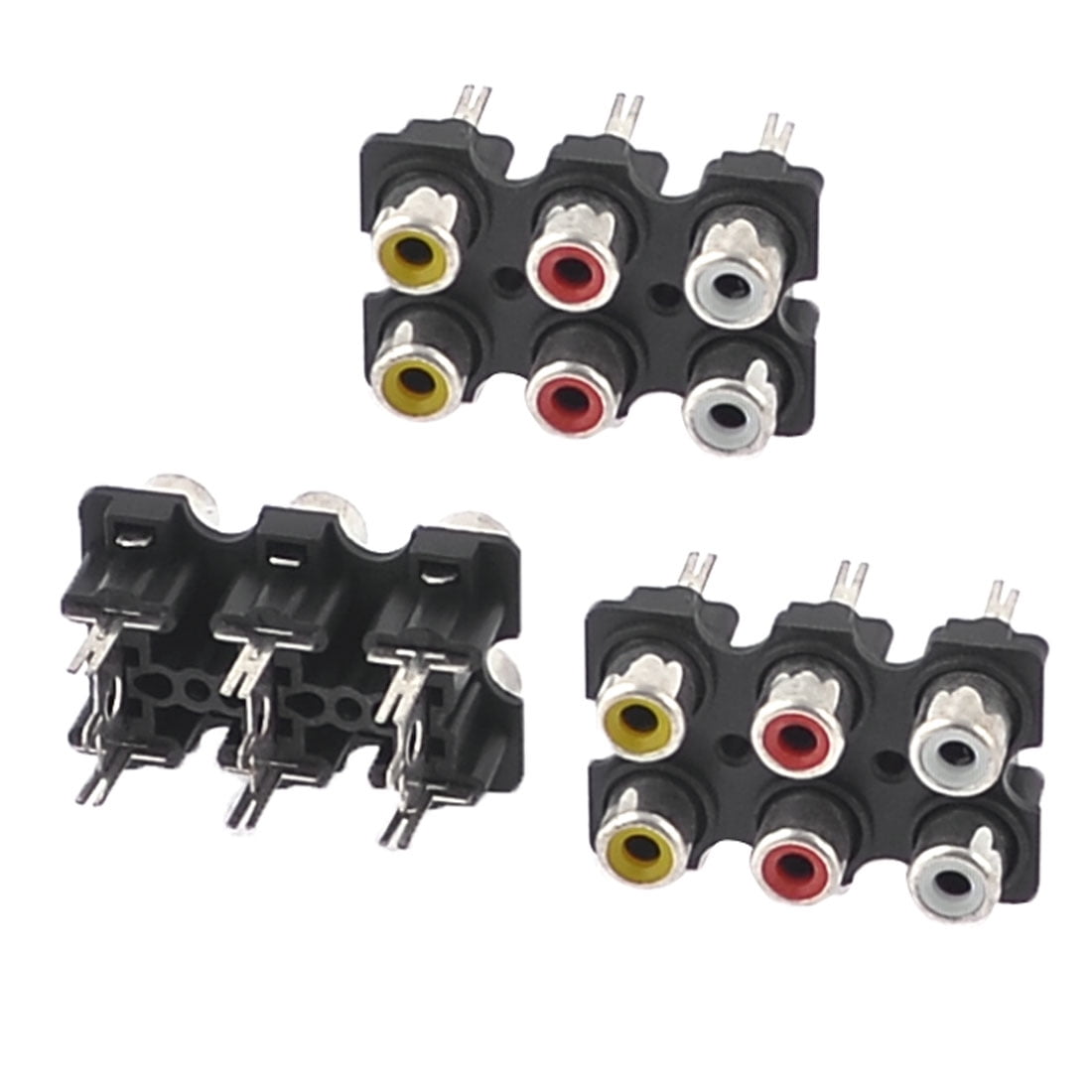 3 Pcs 6Female RCA Jack Socket Pcb Board Audio Video AV Socket