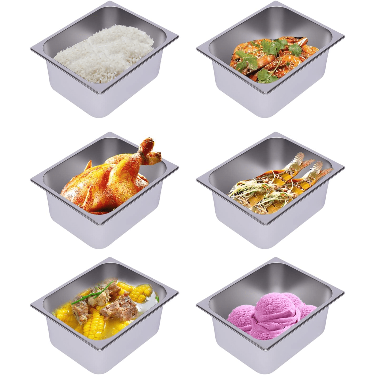 2 1/2" Deep Steam Table Pan 1/3 Size, 2.6 Quart Stainless Steel Anti