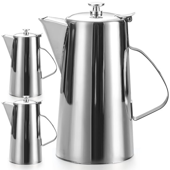 3 Pcs 67.6 Oz Stainless Steel Pitcher with Lid, Thickened Metal Cold Water Pitcher 4.5x3.1x9.1 in, Rustproof Iced Tea Pitcher for Home, Restaurant