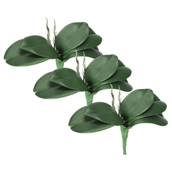 3 Pcs 8.27 Inch Faux Orchid Leaves 5 Petals Artificial Leaf with Stems Home Decor