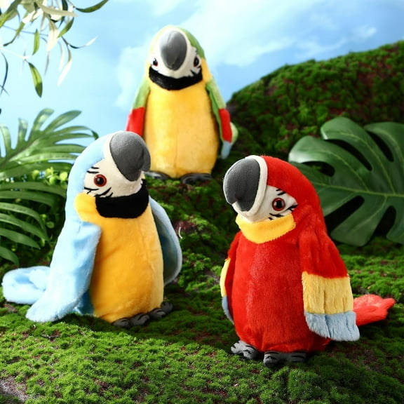 3 Pcs 8.6 Inch Talking Parrot Toy for Kids - Repeat What You Say Plush Macaw Interactive Stuffed Animal