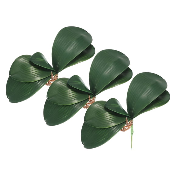 3 Pcs 9.84 Inch Faux Orchid Leaves 5 Petals Artificial Leaf with Stems