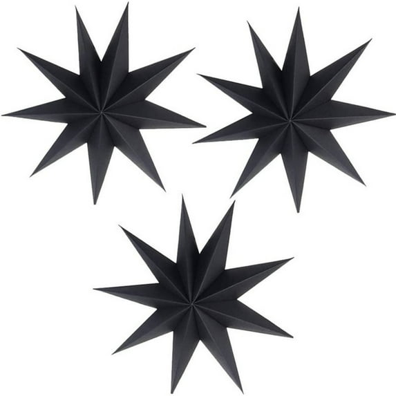3 Pcs 9-Pointed Paper Star Lanterns 12 Inch Christmas Hanging Lamp Rustic Paper Decorations Shade Wedding Birthday Christmas Home Party Decorations