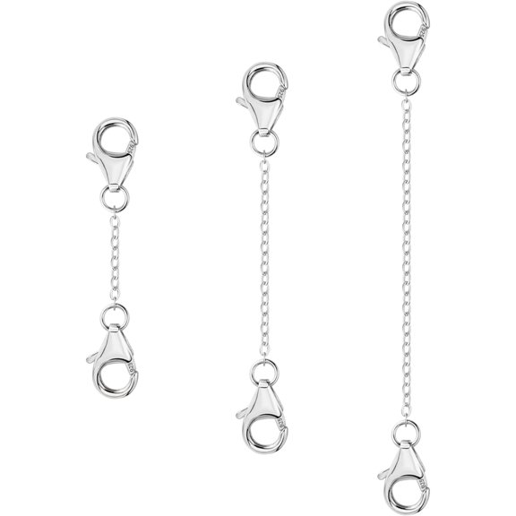 3 Pcs 925 Sterling Silver Necklace Extenders Gold Plated Durable Strong Removable Necklace Bracelet Anklet Extension Chain Extenders for Jewelry Making 1 2 3 Inch White Gold {件数}