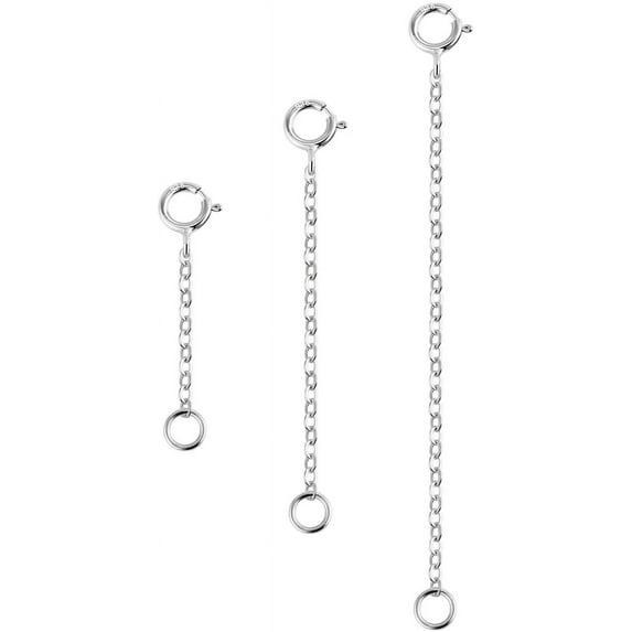 3 Pcs 925 Sterling Silver Necklace Extenders for Women Durable Strong Removable Necklace Bracelet Anklet Extension for Jewelry Making(1 2 3 Inch, Silver)
