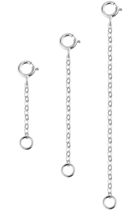 3 Pcs 925 Sterling Silver Necklace Extenders for Women Durable Strong Removable Necklace Bracelet Anklet Extension for Jewelry Making(1 2 3 Inch, Silver)
