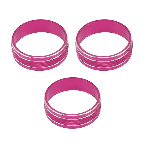 3 Pcs A/C Switch Knob Cover Ring Pink Silver Tone for Jeep Wrangler 2011-2018