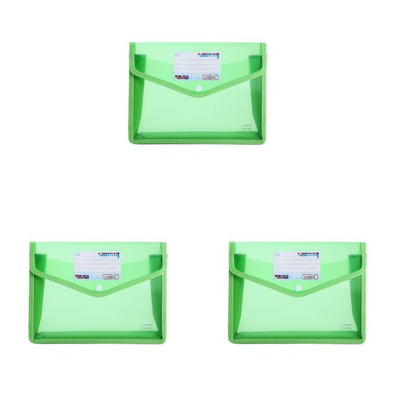 3 Pcs A4 Plastic Expanding File Folder, Expandable Document Folder with Snap Button Closure, Thickened Waterproof Transparent File Pouch, Expanding File Envelopes Pouch with Label Pocket