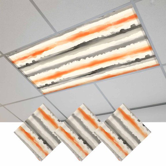 3 Pcs Abstract Art Fluorescent Light Covers Orange Grey Oil Painting Watercolor Modern Art Magnetic Light Covers for Ceiling Lights 4 x 2 ft Drop Ceiling Lights Cover Shade for Office, Home, Hospital