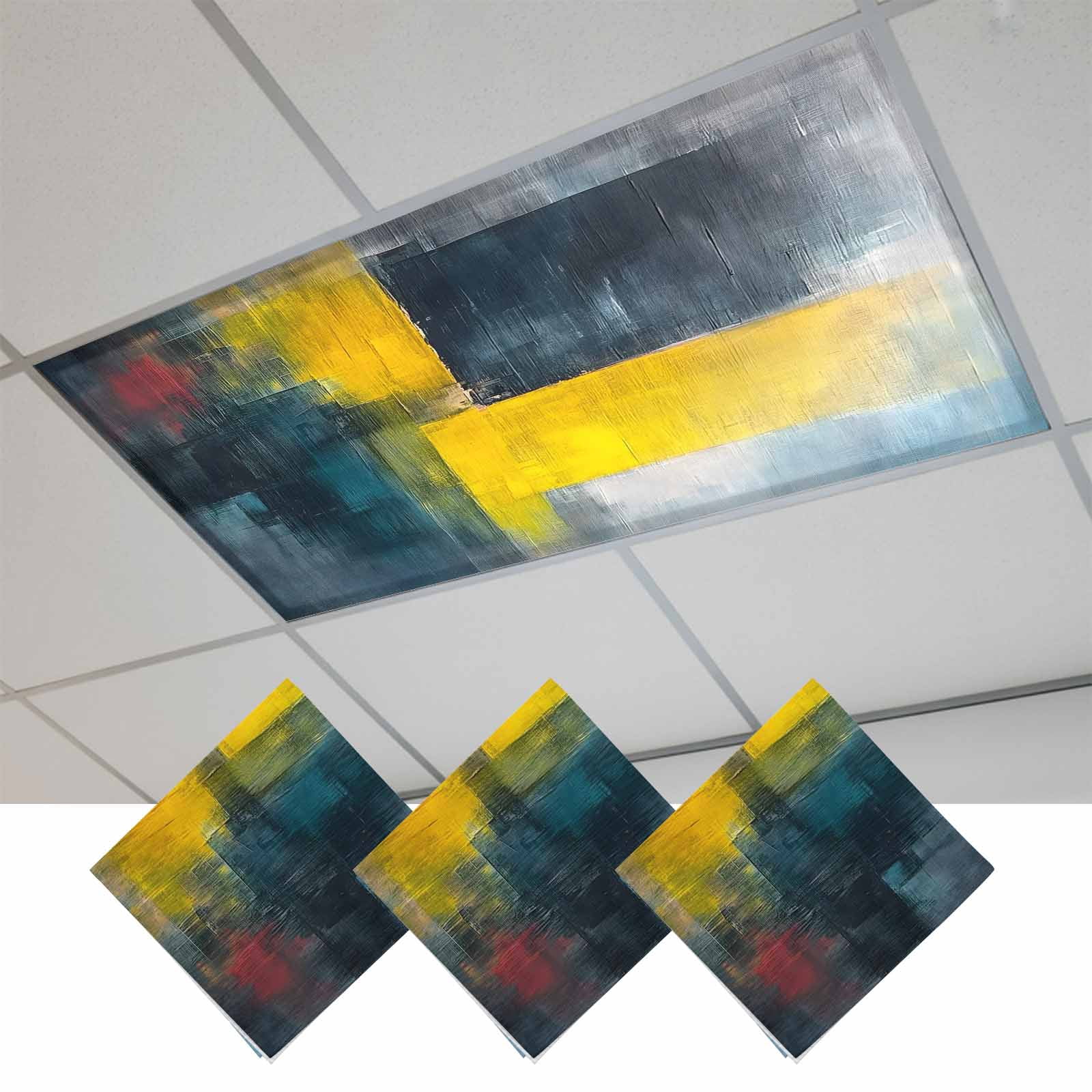 3 Pcs Abstract Color Block Fluorescent Light Covers Yellow Block ...