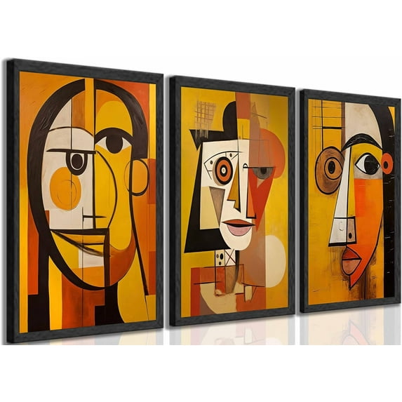 3 Pcs Abstract Gold Geometric Boho Canvas Wall Art Mid Century Modern Minimalist Aesthetic Luxury Metal Artwork Pictures Wall Decor Posters Prints for Living room Bedroom Office Home Decoration