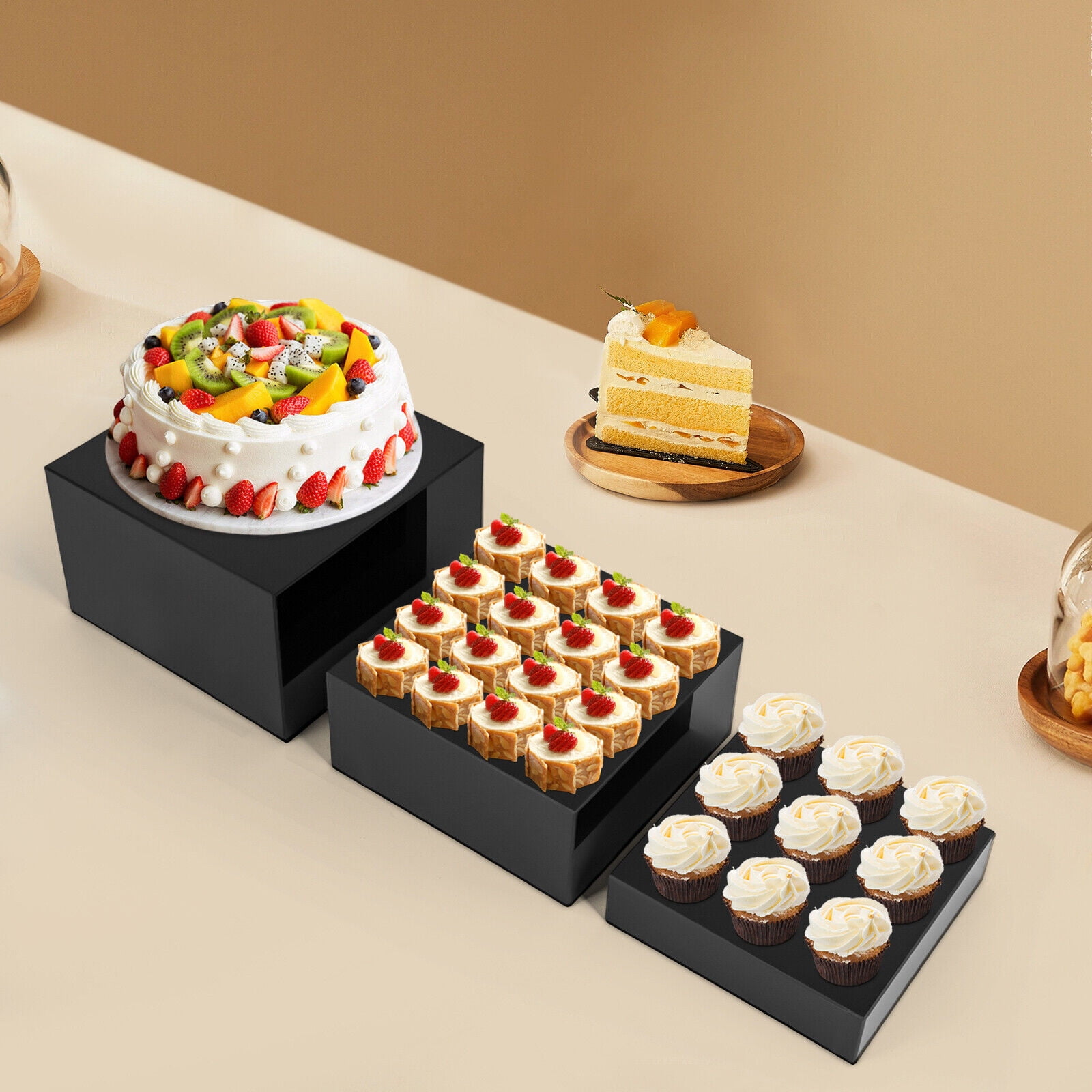 3 Pcs Acrylic Cube Jewelry Display Stands, Food Risers for Buffet Table ...