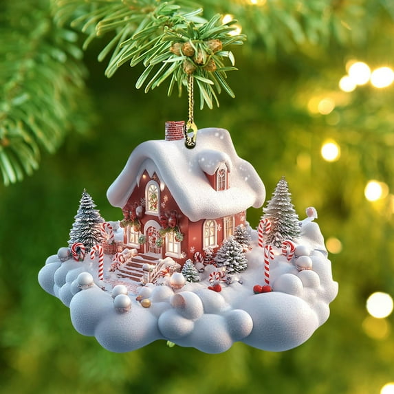 3 Pcs Acrylic House Ornament under $5! Xqxayjr Christmas Hanging Decoration, Exquisite House Acrylic Ornament, Holiday Tree Decor, Festive Home Accent, Seasonal Party Supplies, Christmas Gift Idea