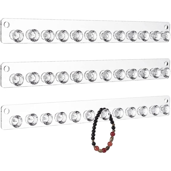 3 Pcs Acrylic Jewelry Display Hook Clear Wall Mounted Acrylic Necklace Holder Rectangle Medal Holder Frame Hanging for Earrings Necklace Bracelet 3.5x34x1.7cm Clear