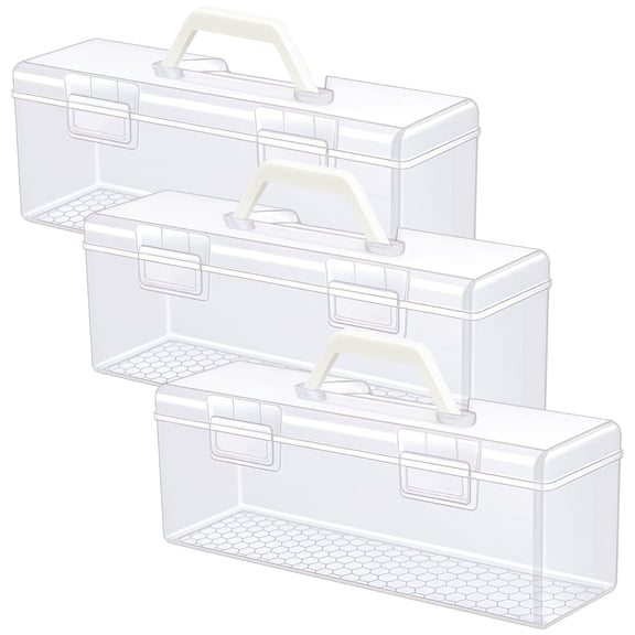 3 Pcs Acrylic Paint Organizer Boxes, Extra-Large Storage for 90 Paint Bottles, Stackable Design with Handles, Quality Transparent Plastic for Craft Supplies and Painting Tools Storage